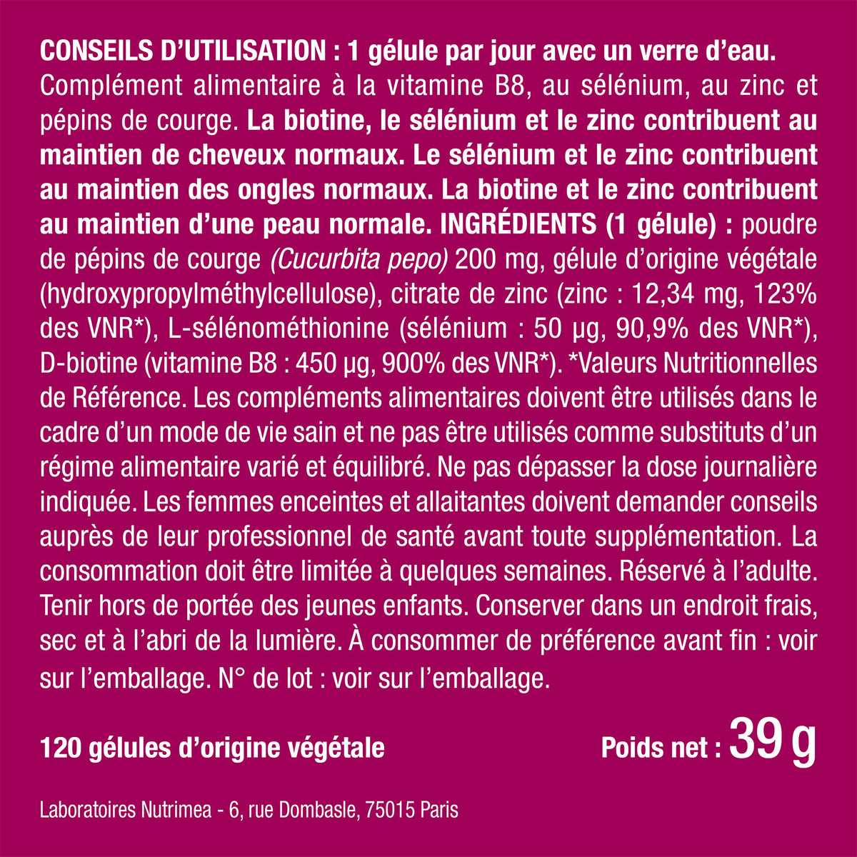 Bienfaits et contre indications pour Biotine