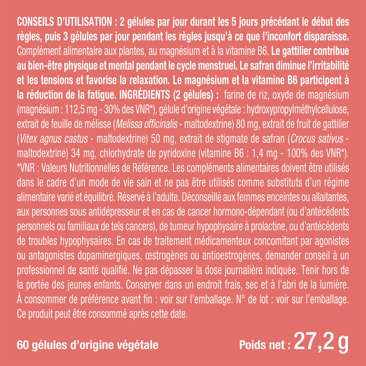 Bienfaits et contre indications pour Confort prémenstruel