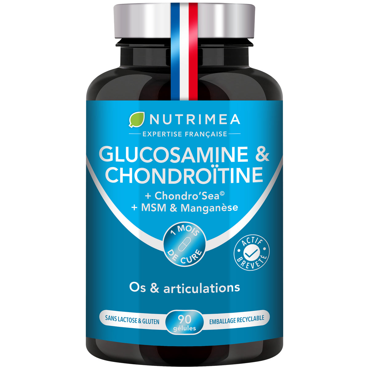 Fond blanc du pilulier de Glucosamine