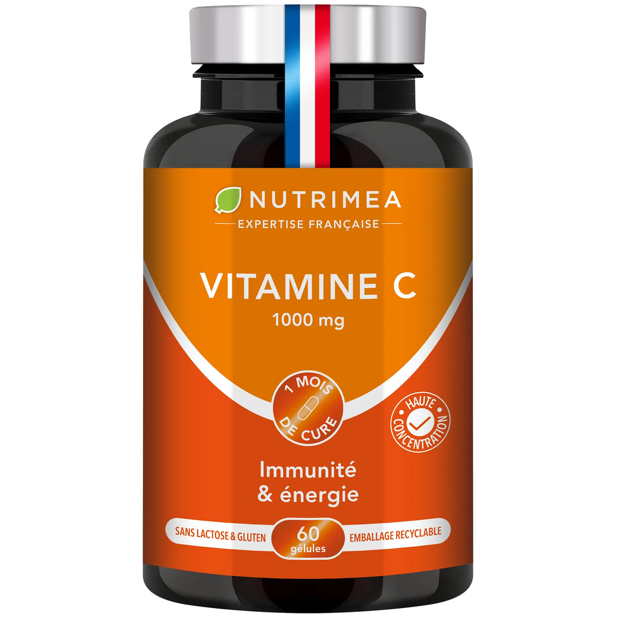 Fond blanc du pilulier de Vitamine C 1000 mg