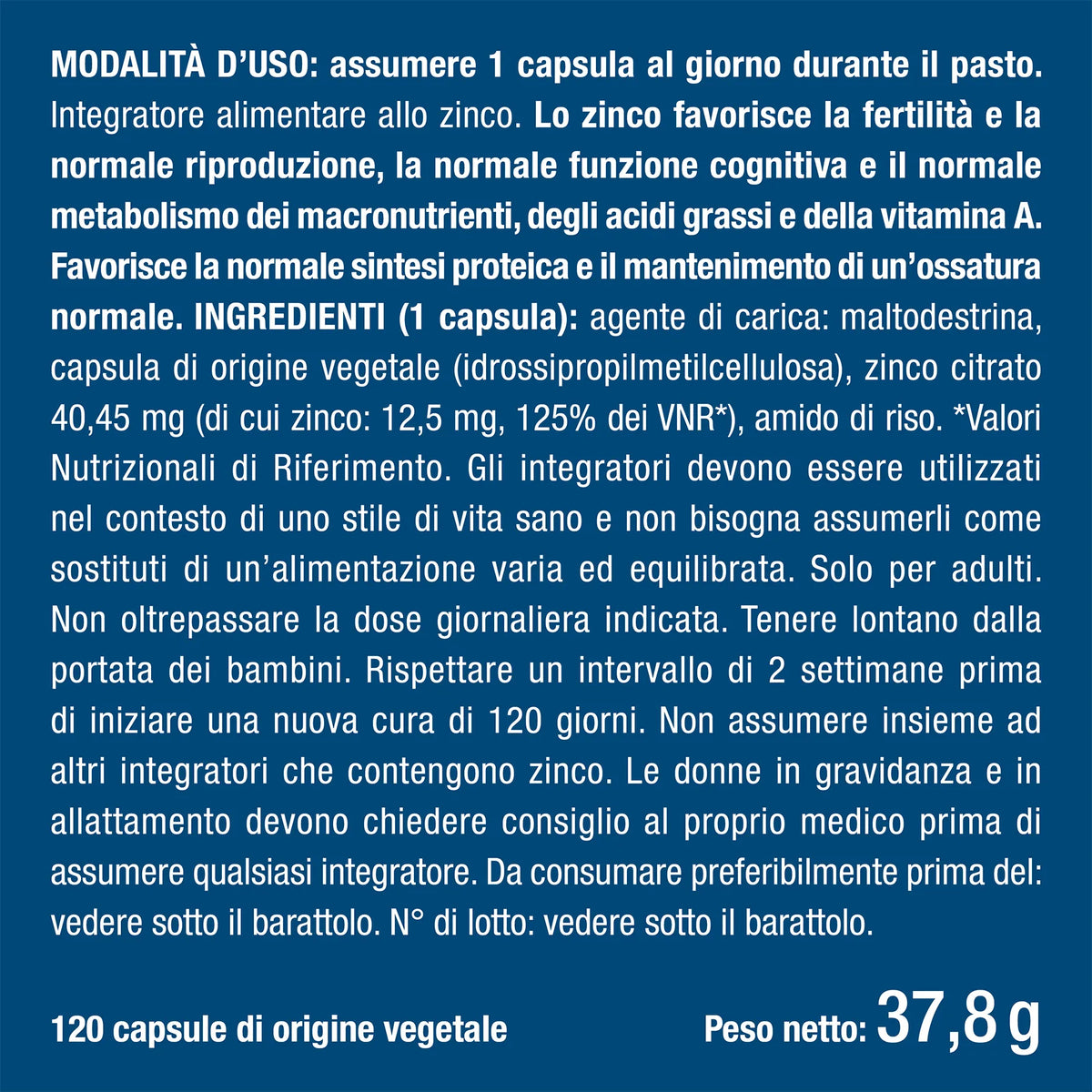Benefici e controindicazioni dei Zinco Citrato