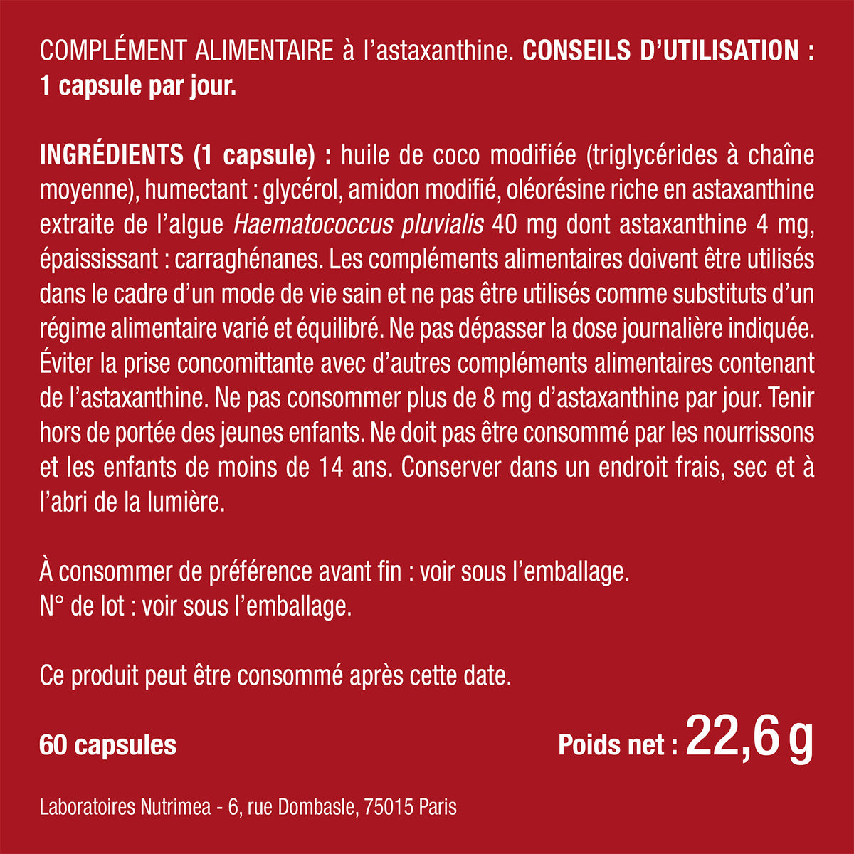 astaxanthine composition