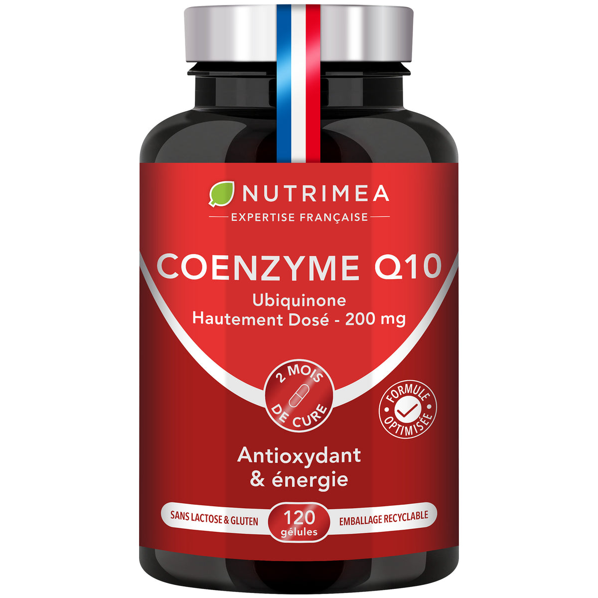 Fond blanc du pilulier de Coenzyme Q10