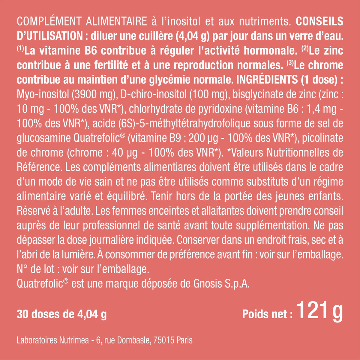 Bienfaits et contre indications pour Inositol
