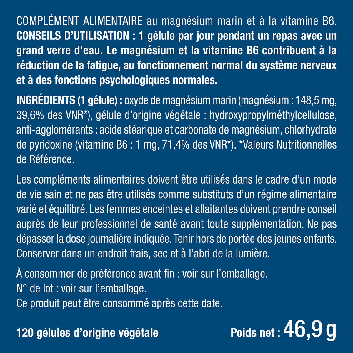 Bienfaits et contre indications pour Magnésium Marin